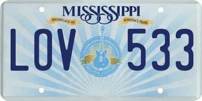MS license plate LOV533