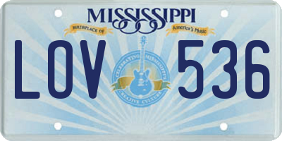 MS license plate LOV536