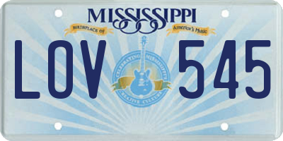 MS license plate LOV545