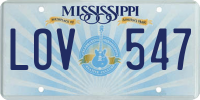 MS license plate LOV547