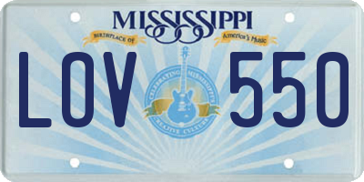 MS license plate LOV550