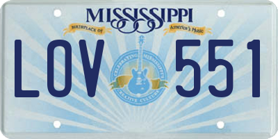 MS license plate LOV551