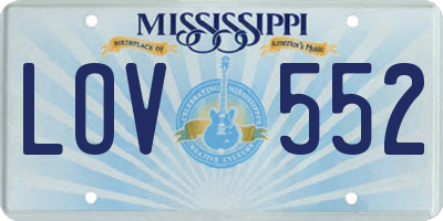 MS license plate LOV552