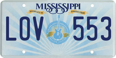 MS license plate LOV553