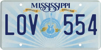 MS license plate LOV554