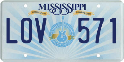 MS license plate LOV571