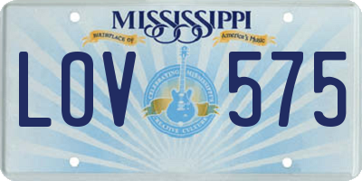 MS license plate LOV575