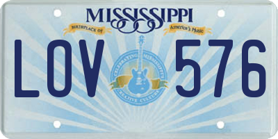 MS license plate LOV576