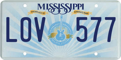 MS license plate LOV577