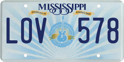 MS license plate LOV578