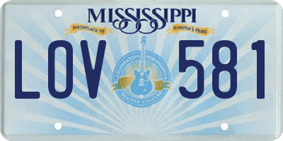 MS license plate LOV581