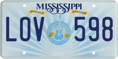 MS license plate LOV598