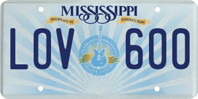 MS license plate LOV600