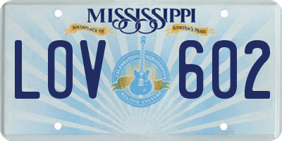 MS license plate LOV602