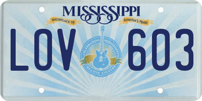 MS license plate LOV603