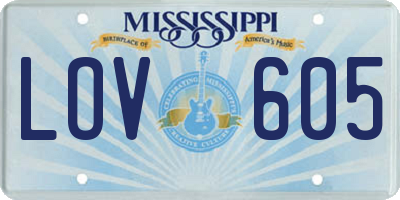 MS license plate LOV605