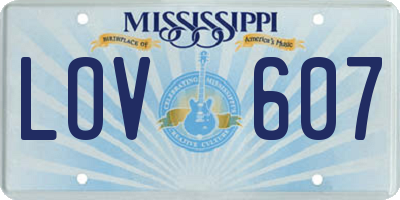 MS license plate LOV607