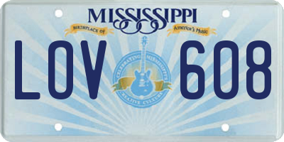 MS license plate LOV608