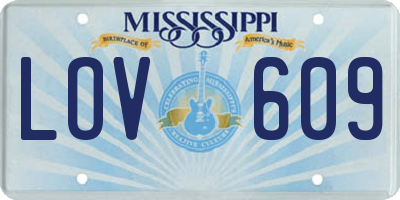 MS license plate LOV609