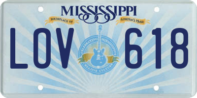MS license plate LOV618