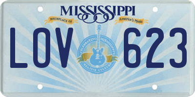 MS license plate LOV623