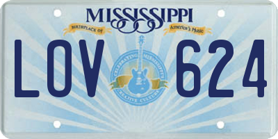 MS license plate LOV624