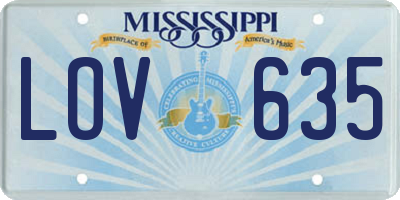 MS license plate LOV635