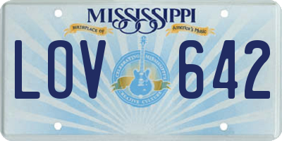 MS license plate LOV642