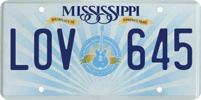 MS license plate LOV645