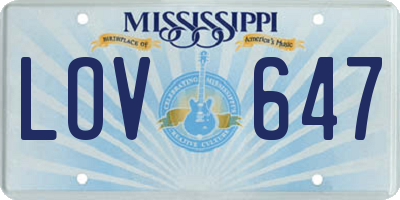 MS license plate LOV647