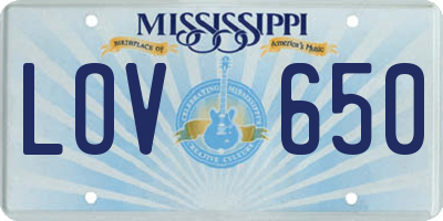 MS license plate LOV650
