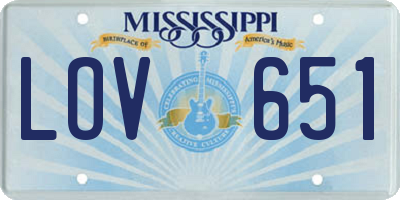 MS license plate LOV651