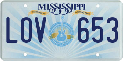 MS license plate LOV653