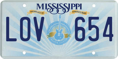 MS license plate LOV654