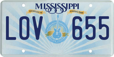 MS license plate LOV655