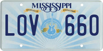 MS license plate LOV660