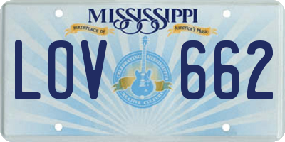MS license plate LOV662