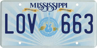 MS license plate LOV663