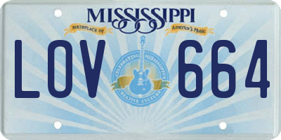 MS license plate LOV664