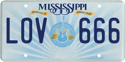 MS license plate LOV666