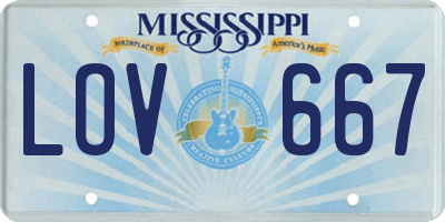 MS license plate LOV667