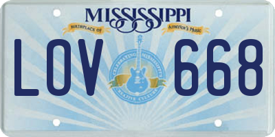 MS license plate LOV668