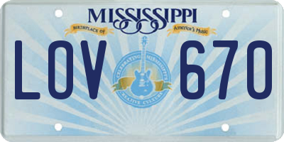 MS license plate LOV670
