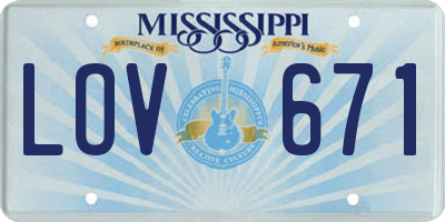MS license plate LOV671