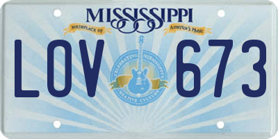 MS license plate LOV673