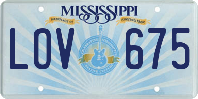 MS license plate LOV675