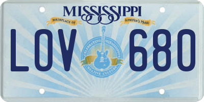 MS license plate LOV680