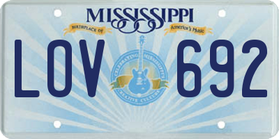 MS license plate LOV692