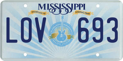 MS license plate LOV693