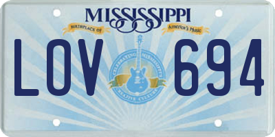 MS license plate LOV694